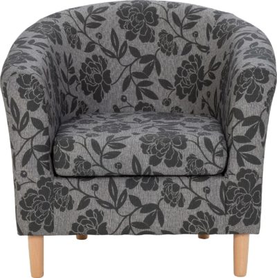 HOME - Floral - Fabric Tub Chair - Charcoal